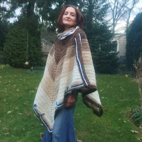 Vintage Handmade Native American Bohemian Hippie Oversized Poncho - Picture 9 of 11